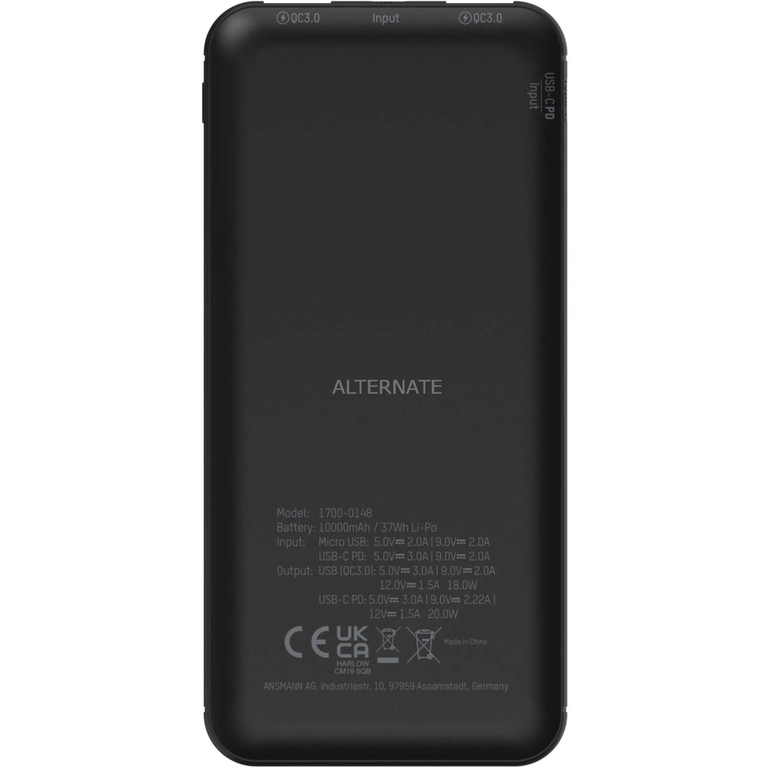 Ansmann Powerbank 10000 mAh PB320PD - Schwarz, Kompakt & Leistungsstark 5 Ansmann Powerbank 10000 mAh PB320PD - Schwarz, Kompakt & Leistungsstark – Bild 5