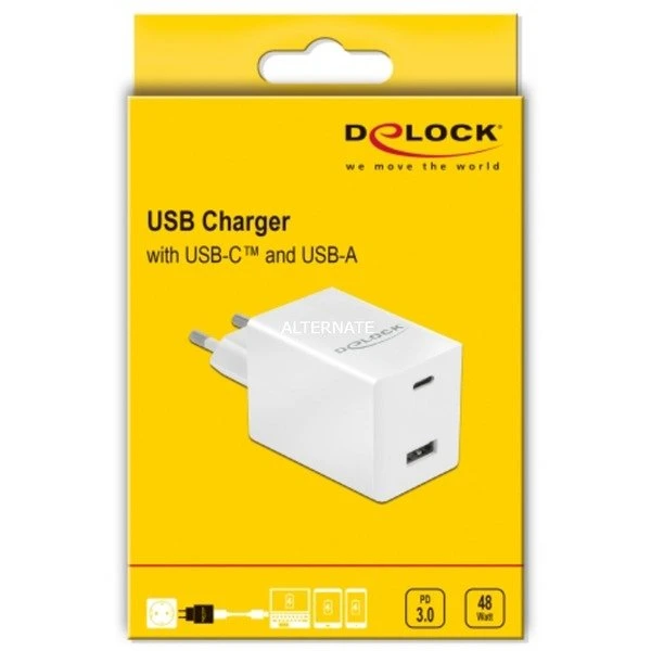 DeLOCK USB Ladegerät USB Type-C PD 3.0 & USB Typ-A 48 W (weiß) - Schnellladegerät für Smartphones & Tablets 3 DeLOCK USB Ladegerät USB Type-C PD 3.0 & USB Typ-A 48 W (weiß) - Schnellladegerät für Smartphones & Tablets – Bild 3