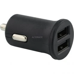 HyCell Carcharger USB 2.4A 2Port - Schnellladegerät für Handys (schwarz, 1000-0016)