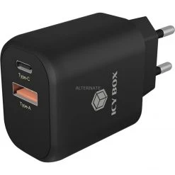 ICY BOX IB-PS102-PD Handy Ladegerät (schwarz) - Schnellladegerät mit USB-C Power Delivery