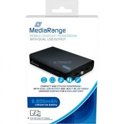 MediaRange Powerbank 8800 mAh - Kompakter mobiler Akku in Schwarz