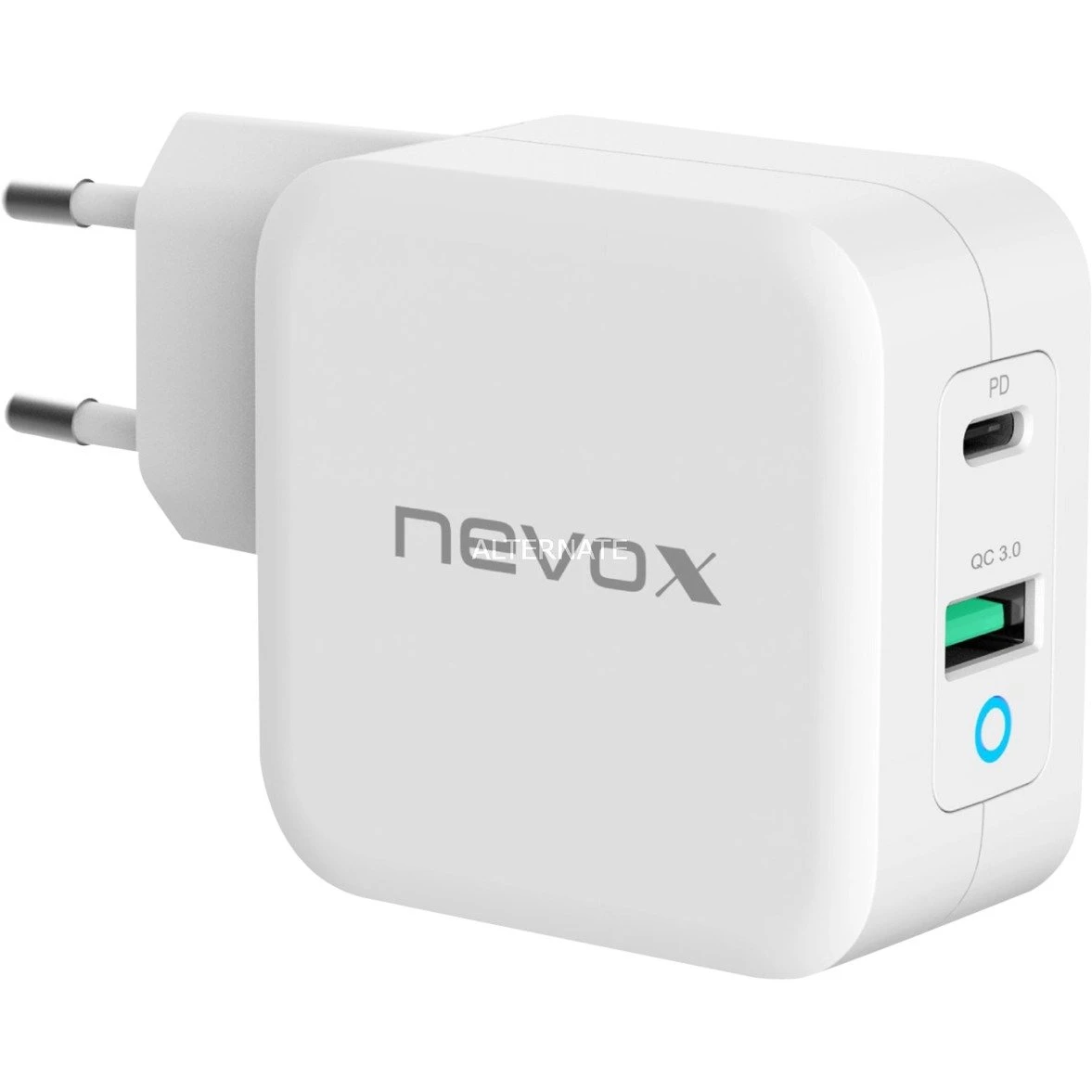 Nevox 65W USB-C Ladegerät mit Power Delivery (PD) + Quick Charge 3.0 - Schnellladegerät in Weiß