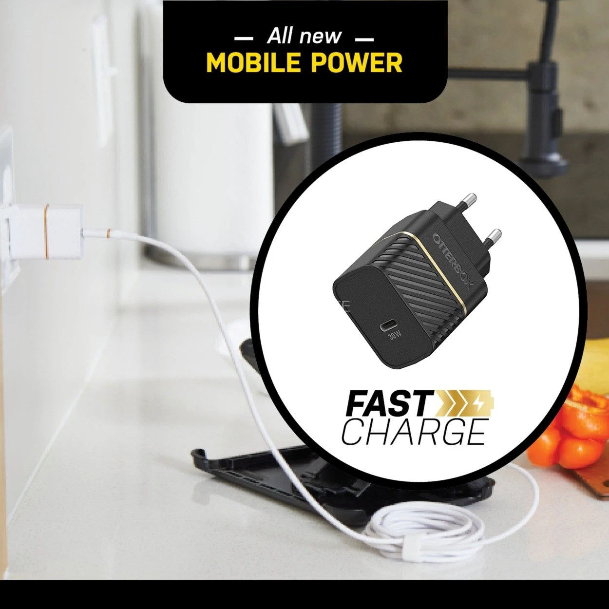 Otterbox USB-C Wand-schnellladegerät 30W Black Schimmer (schwarz, USB Power Delivery) - Schnelles Laden für Smartphones & Tablets 5 Otterbox USB-C Wand-schnellladegerät 30W Black Schimmer (schwarz, USB Power Delivery) - Schnelles Laden für Smartphones & Tablets – Bild 5