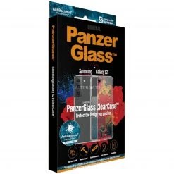 PanzerGlass ClearCase Handyhülle - Transparent/Schwarz - Kompatibel mit Samsung Galaxy S21