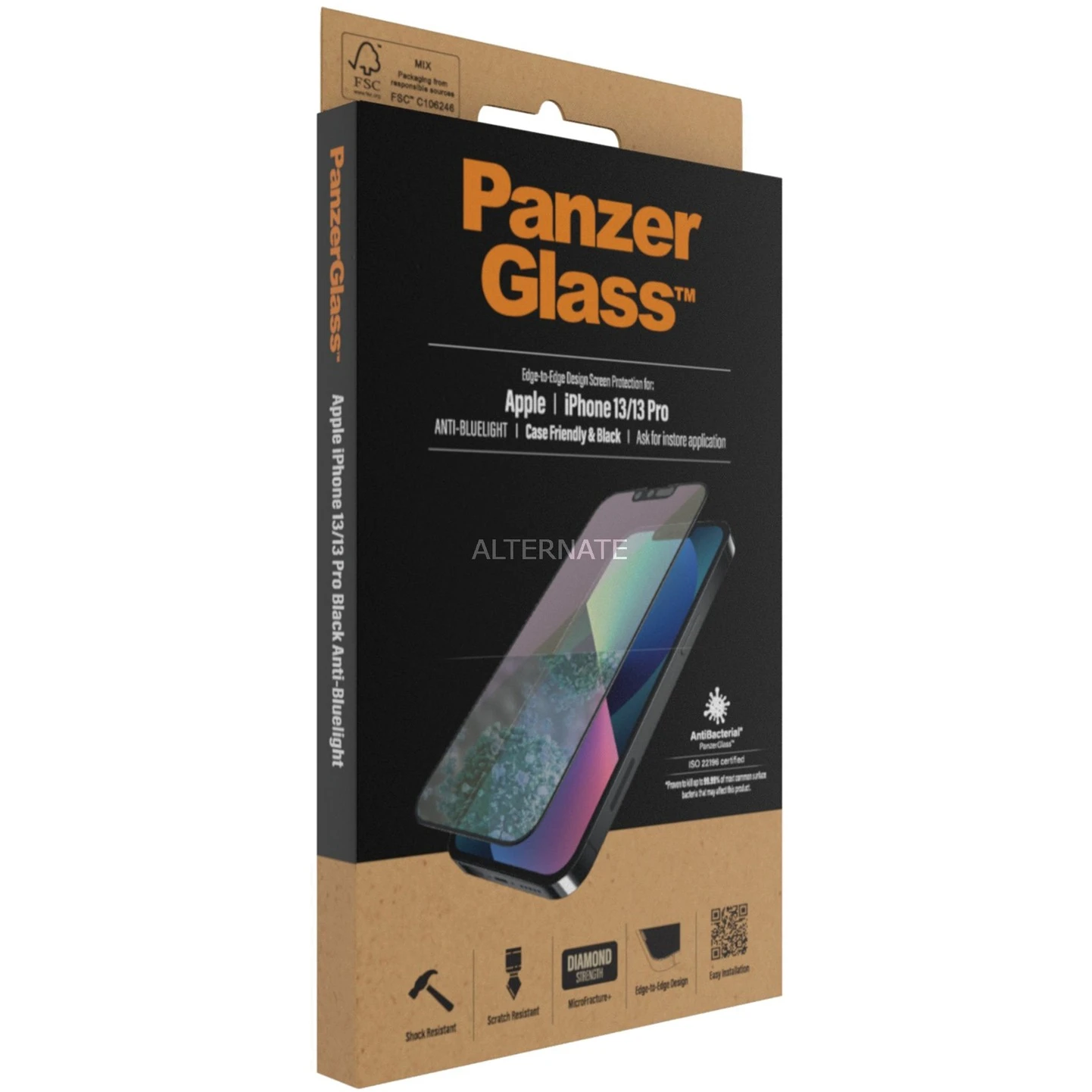PanzerGlass Displayschutzfolie Anti-Bluelight für iPhone 13 & 13 Pro | Transparent/Schwarz | Kratzfest & Stoßsicher 1 PanzerGlass Displayschutzfolie Anti-Bluelight für iPhone 13 & 13 Pro | Transparent/Schwarz | Kratzfest & Stoßsicher