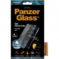 PanzerGlass Displayschutzfolie für iPhone 12 Pro Max - Transparent/Schwarz, Cam-Slider Technologie