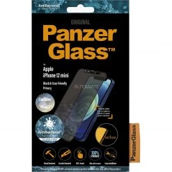 PanzerGlass Displayschutzfolie Dual-Privacy für iPhone 12 Mini - Schwarz | Kratzfest & Privatsphäre-Schutz