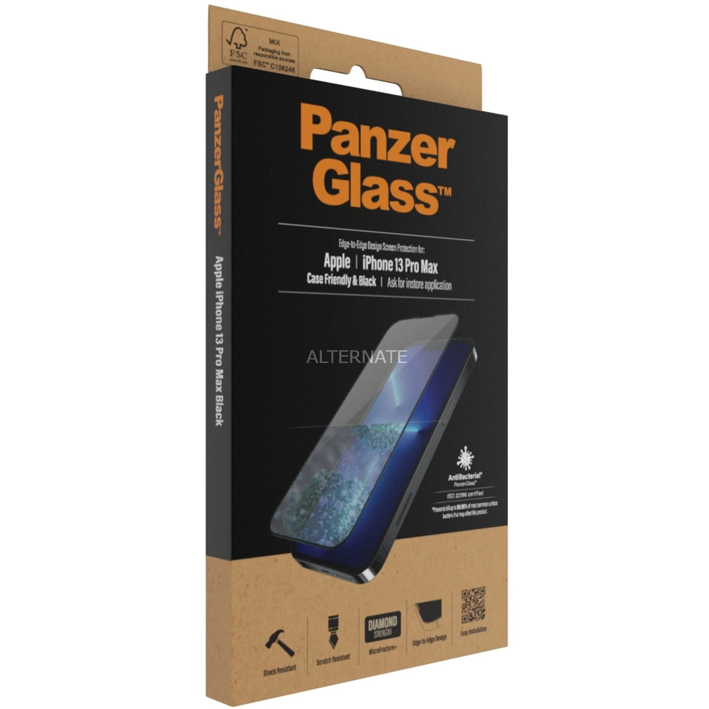 PanzerGlass Displayschutzfolie für iPhone 13 Pro Max - Transparent/Schwarz - Hochwertiger Displayschutz 1 PanzerGlass Displayschutzfolie für iPhone 13 Pro Max - Transparent/Schwarz - Hochwertiger Displayschutz