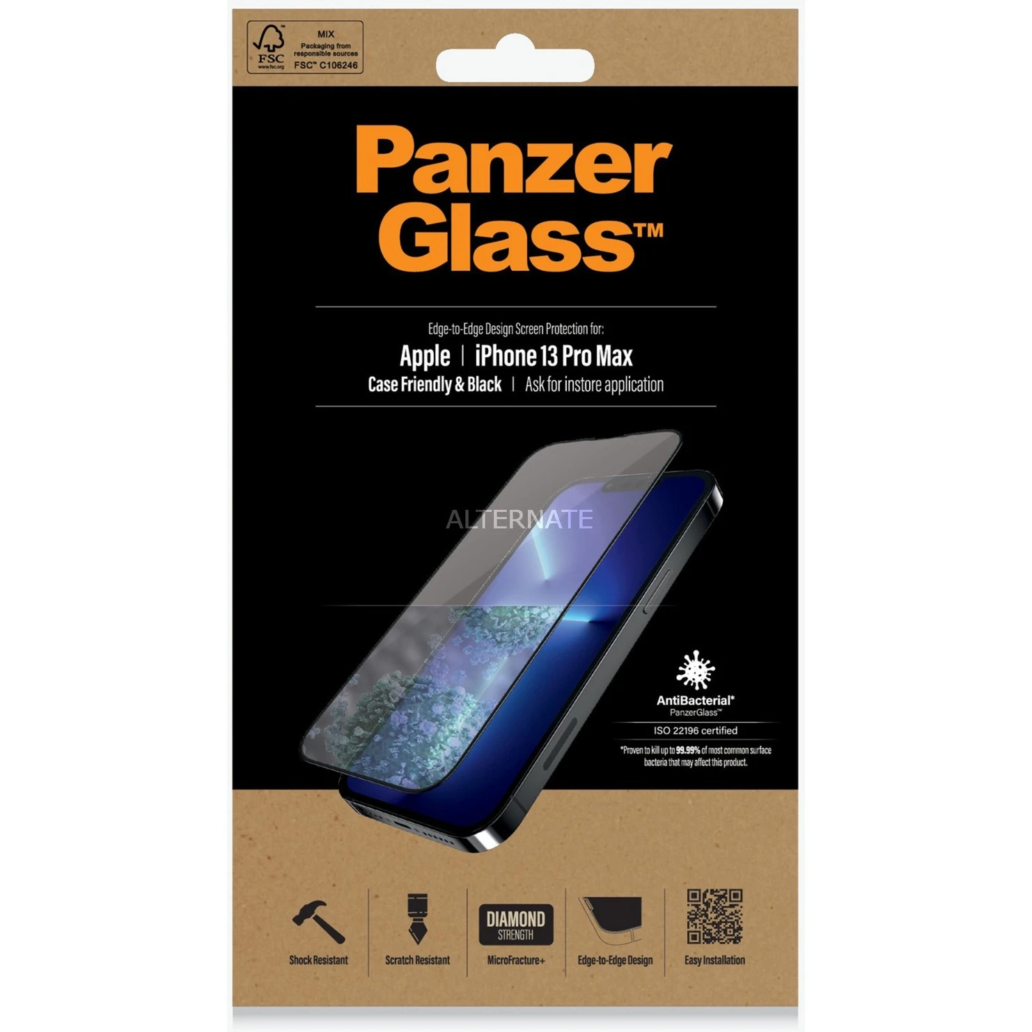 PanzerGlass Displayschutzfolie für iPhone 13 Pro Max - Transparent/Schwarz - Hochwertiger Displayschutz 2 PanzerGlass Displayschutzfolie für iPhone 13 Pro Max - Transparent/Schwarz - Hochwertiger Displayschutz – Bild 2