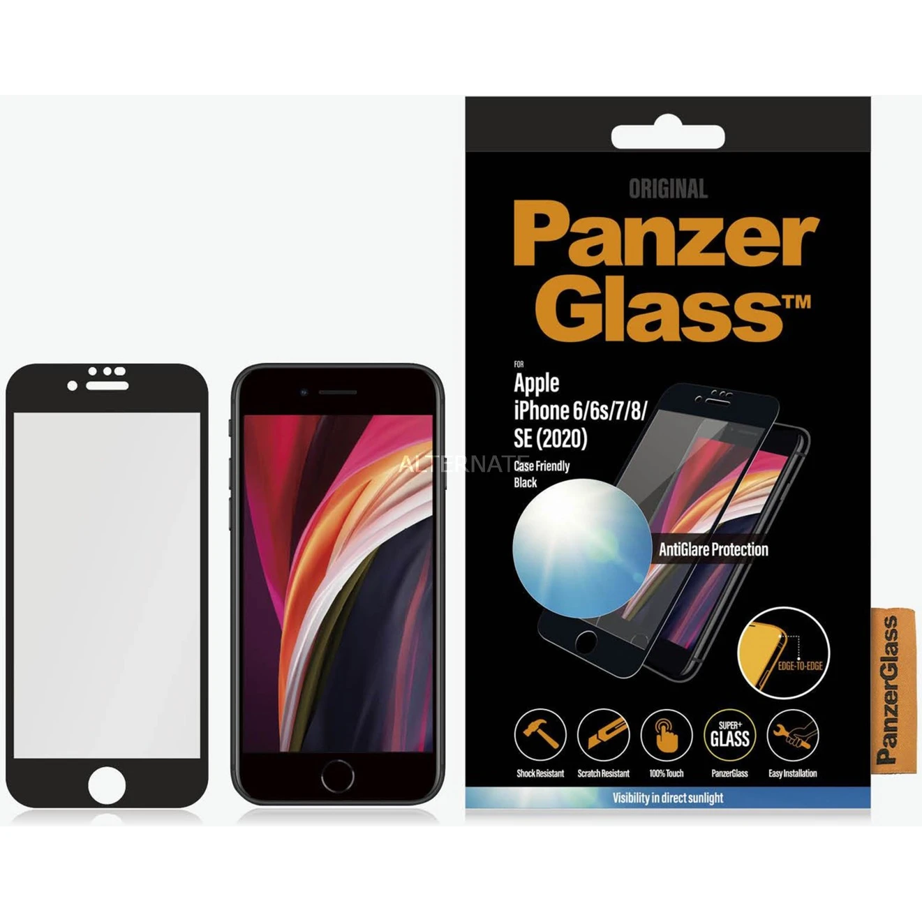 PanzerGlass Displayschutzfolie für iPhone 6/6s/7/8/SE (2020) - Transparent/Schwarz - Hochwertiger Displayschutz 3 PanzerGlass Displayschutzfolie für iPhone 6/6s/7/8/SE (2020) - Transparent/Schwarz - Hochwertiger Displayschutz – Bild 3