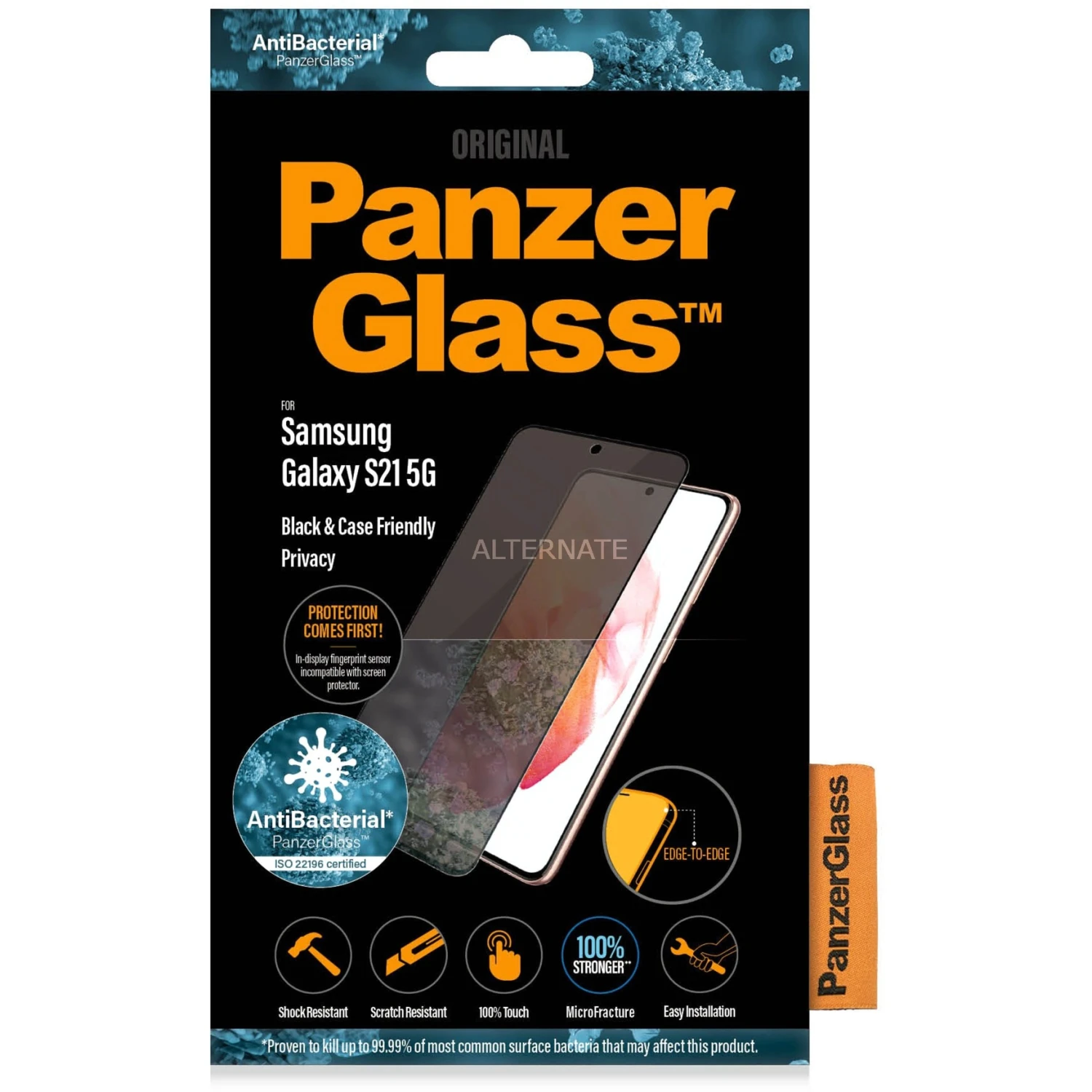 PanzerGlass Privacy Displayschutzfolie für Samsung Galaxy S21 5G - Transparent/Schwarz - 9H Härte, Kratzfest, Blendschutz 2 PanzerGlass Privacy Displayschutzfolie für Samsung Galaxy S21 5G - Transparent/Schwarz - 9H Härte, Kratzfest, Blendschutz – Bild 2