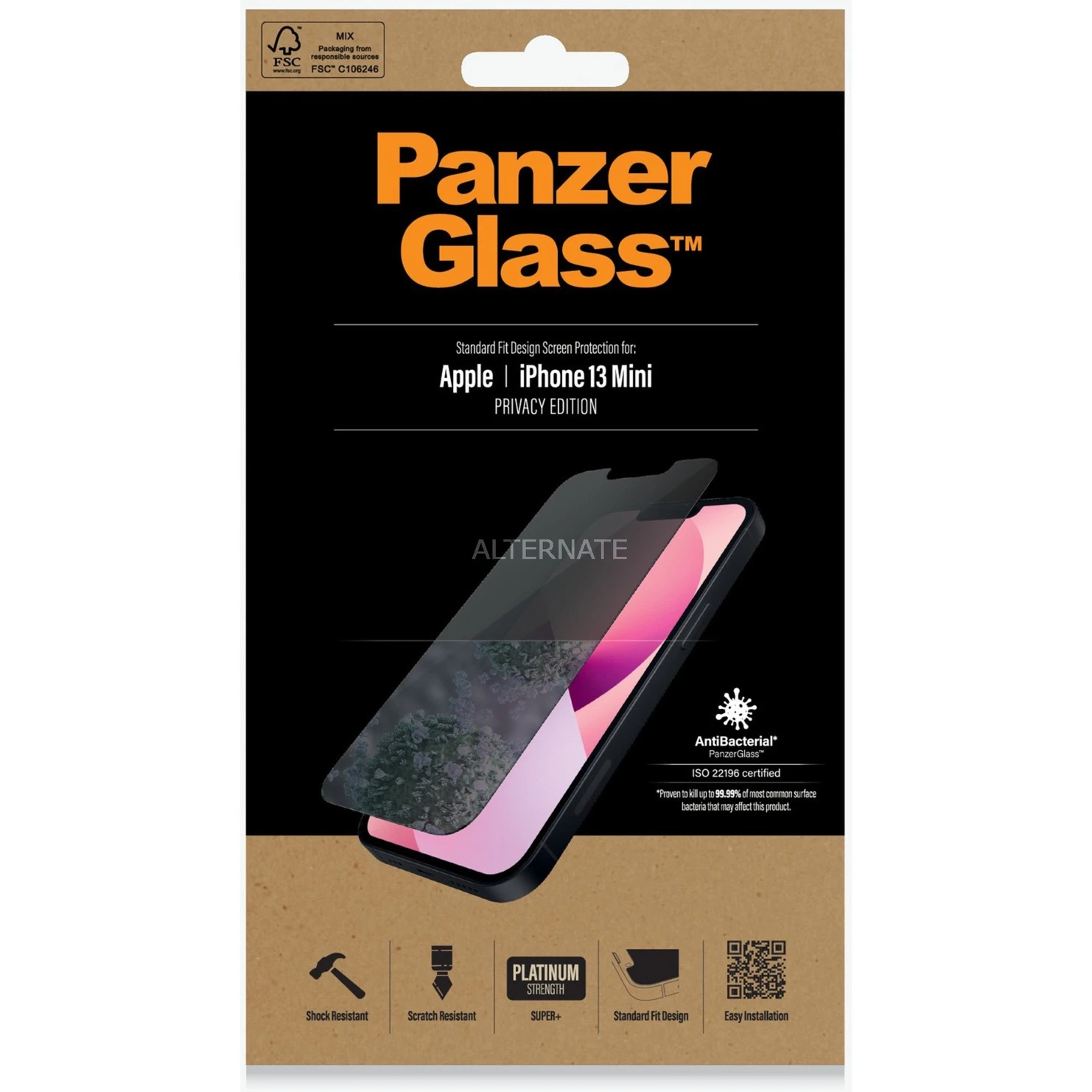 PanzerGlass Privacy Displayschutzfolie für iPhone 13 Mini - Schwarz | 9H Härte | Anti-Spy | Kratzfest 2 PanzerGlass Privacy Displayschutzfolie für iPhone 13 Mini - Schwarz | 9H Härte | Anti-Spy | Kratzfest – Bild 2