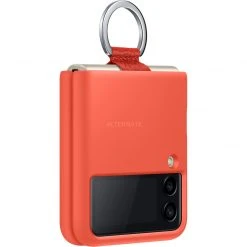 SAMSUNG Silikon Handyhülle mit Ring, Rot – Kompatibel mit Galaxy Z Flip3 5G | Schützende Handy Hülle