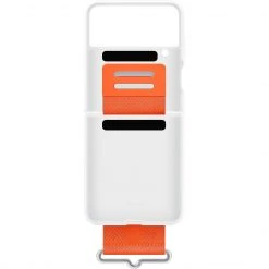 SAMSUNG Silikon Handyhülle mit Band für Galaxy Z Flip4 - Weiß/Orange
