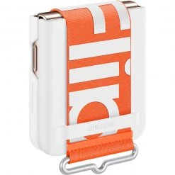 SAMSUNG Silikon Handyhülle mit Band für Galaxy Z Flip4 - Weiß/Orange -Smartphone Zubehör Verkaufsgeschäft SAMSUNG Silicone Cover mit Band Handyh lle@@1865887 3