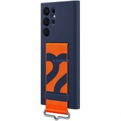 SAMSUNG Silikon Handyhülle mit Gurt für Galaxy S22 Ultra - Blau/Orange | Robuste Handy Hülle -Smartphone Zubehör Verkaufsgeschäft SAMSUNG Silicone Cover with Strap Handyh lle@@1825465 5