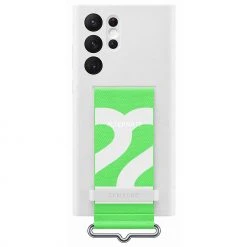 SAMSUNG Silikon Handyhülle mit Tragegurt für Galaxy S22 Ultra - Weiß/Grün -Smartphone Zubehör Verkaufsgeschäft SAMSUNG Silicone Cover with Strap Handyh lle@@1825466 4