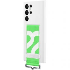 SAMSUNG Silikon Handyhülle mit Tragegurt für Galaxy S22 Ultra - Weiß/Grün -Smartphone Zubehör Verkaufsgeschäft SAMSUNG Silicone Cover with Strap Handyh lle@@1825466 5