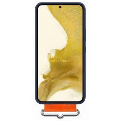 SAMSUNG Silikon Handyhülle mit Gurt für Galaxy S22 - Blau/Orange | Robuste Handy Hülle -Smartphone Zubehör Verkaufsgeschäft SAMSUNG Silicone Cover with Strap Handyh lle@@1825476 2