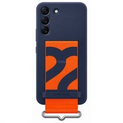 SAMSUNG Silikon Handyhülle mit Gurt für Galaxy S22 - Blau/Orange | Robuste Handy Hülle -Smartphone Zubehör Verkaufsgeschäft SAMSUNG Silicone Cover with Strap Handyh lle@@1825476 3