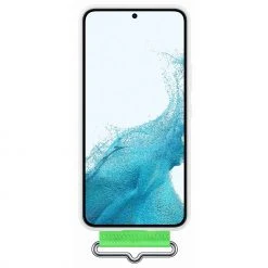 SAMSUNG Silikon Handyhülle mit Tragegurt für Galaxy S22 - Weiß/Grün -Smartphone Zubehör Verkaufsgeschäft SAMSUNG Silicone Cover with Strap Handyh lle@@1825477 2
