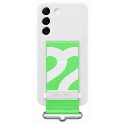 SAMSUNG Silikon Handyhülle mit Tragegurt für Galaxy S22 - Weiß/Grün -Smartphone Zubehör Verkaufsgeschäft SAMSUNG Silicone Cover with Strap Handyh lle@@1825477 3