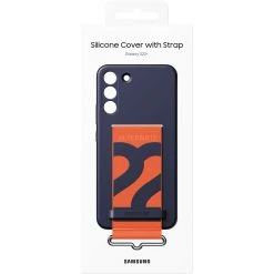 SAMSUNG Silikon Handyhülle mit Trageband für Galaxy S22+ (blau/orange) – Schützende Handy Hülle -Smartphone Zubehör Verkaufsgeschäft SAMSUNG Silicone Cover with Strap Handyh lle@@1825590 4