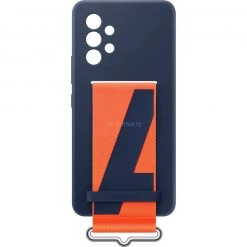 SAMSUNG Silikon Handyhülle mit Trageband für Galaxy A53 5G - Dunkelblau/Orange -Smartphone Zubehör Verkaufsgeschäft SAMSUNG Silicone Cover with Strap Handyh lle@@1834674 2