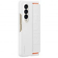 SAMSUNG Silicone Grip Cover Handyhülle für Galaxy Z Fold4 - Weiß/Orange | Robuster Schutz & Griffigkeit