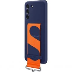 SAMSUNG Silikon Handyhülle mit Trageband für Galaxy S21 FE 5G - Dunkelblau/Orange -Smartphone Zubehör Verkaufsgeschäft SAMSUNG Silicone cover with Strap Handyh lle@@1813977 2