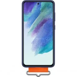 SAMSUNG Silikon Handyhülle mit Trageband für Galaxy S21 FE 5G - Dunkelblau/Orange -Smartphone Zubehör Verkaufsgeschäft SAMSUNG Silicone cover with Strap Handyh lle@@1813977 4