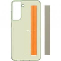 SAMSUNG Slim Strap Cover für Galaxy S21 FE - Olivgrün/Orange | Handyhülle mit praktischem Tragegurt