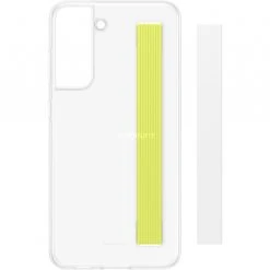 SAMSUNG Slim Strap Cover für Galaxy S21 FE - Weiß/Gelb | Schutzhülle mit Tragegurt