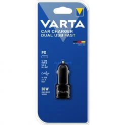 Varta Car Charger Dual USB Fast - Schnelles Ladegerät mit USB Type C Power Delivery (schwarz)