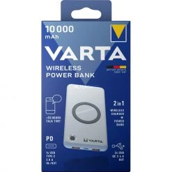 Varta Wireless Power Bank 10.000 mAh - Weiß | Schnellladefunktion | Kabelloses Aufladen
