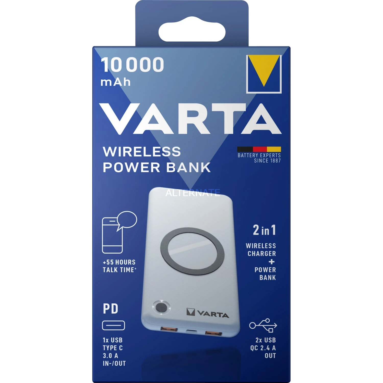 Varta Wireless Power Bank 10.000 mAh - Weiß | Schnellladefunktion | Kabelloses Aufladen 1 Varta Wireless Power Bank 10.000 mAh - Weiß | Schnellladefunktion | Kabelloses Aufladen