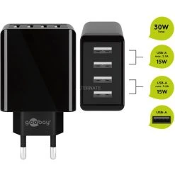 Goobay 4-fach USB-Ladegerät (30W) Schwarz - Schnelles Laden für mehrere Geräte -Smartphone Zubehör Verkaufsgeschäft goobay 4 fach USB Ladeger t 30W schwarz@@1785255 3
