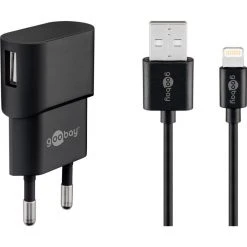 Goobay Apple Lightning Ladeset 1A - Schnellladegerät in Schwarz | Handy Ladegeräte