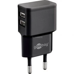 Goobay Dual USB-Ladegerät 2,4 A (schwarz) - Schnellladegerät für Smartphones & Tablets
