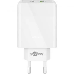 Goobay Dual-USB Schnellladegerät QC3.0 28W - Weiß | Schnelles Aufladen für Smartphones & Tablets