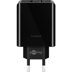 Goobay Dual-USB Schnellladegerät 28W mit USB/QC3.0 Technologie (schwarz) - Ideal für Smartphones & Tablets