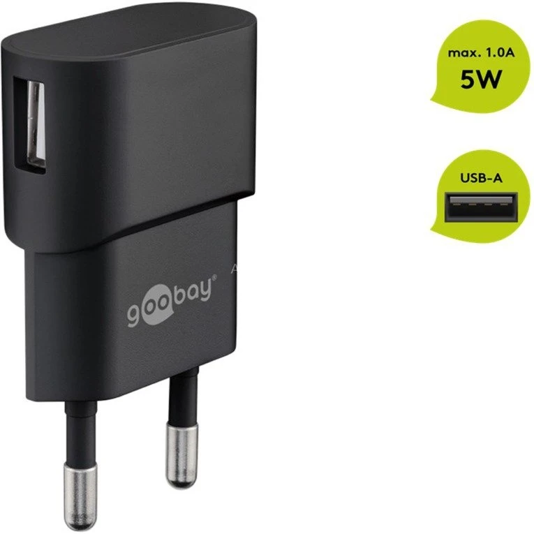 Goobay USB-Ladegerät 1 A (5W) Schwarz - Schnelles & Zuverlässiges Handy-Ladegerät 2 Goobay USB-Ladegerät 1 A (5W) Schwarz - Schnelles & Zuverlässiges Handy-Ladegerät – Bild 2