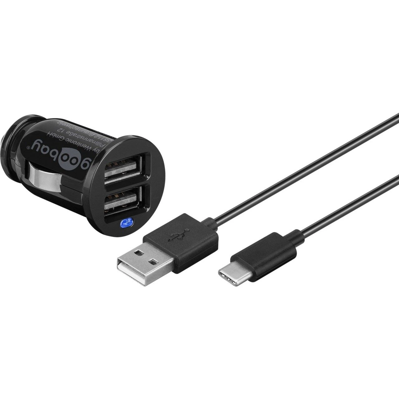 Goobay USB Type-C Auto-Ladeset 2,4 A - Schnellladegerät für Handys (schwarz) – Bild 2